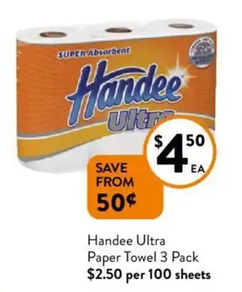 Foodworks Handee Ultra Paper Towel 3 Pack offer