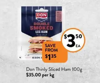Foodworks Don Thinly Sliced Ham 100g offer