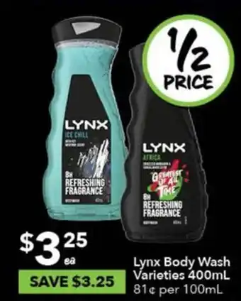 Ritchies Lynx Body Wash Varieties 400mL offer