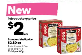 Woolworths Trident Instant Cup Soup 60g Pk 2 offer