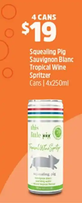 Woolworths Squealing Pig Sauvignon Blanc Tropical Wine Spritzer Cans | 4x250mL offer