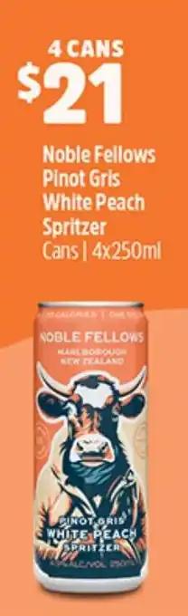 Woolworths Noble Fellows Pinot Gris White Peach Spritzer Cans | 4x250mL offer