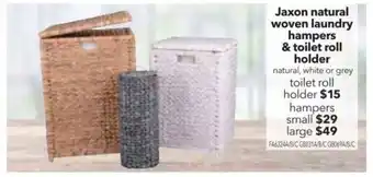 Cheap as Chips Jaxon Natural Woven Laundry Hampers & Toilet Roll Holder Large offer