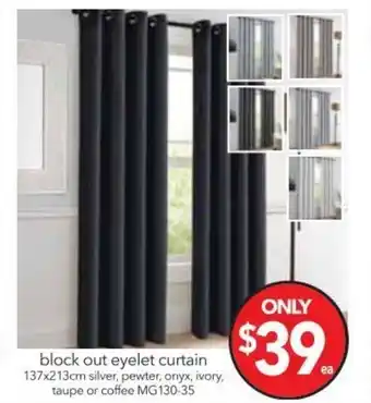 Cheap as Chips Block Out Eyelet Curtain 137x213cm offer