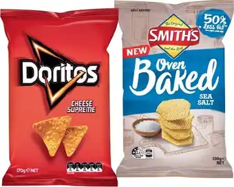 IGA Doritos or Smith's Oven Baked Chips 130-170g Selected Varieties offer