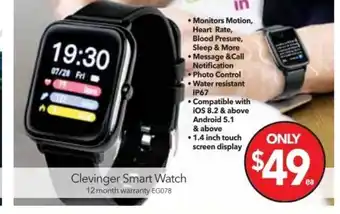 Cheap as Chips Clevinger Smart Watch offer