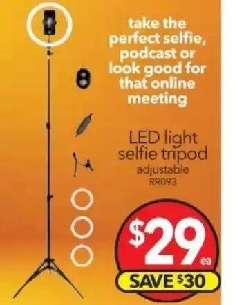 Cheap as Chips LED Light Selfie Tripod offer