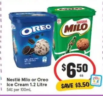IGA Nestlé Milo or Oreo Ice Cream 1.2 Litre offer