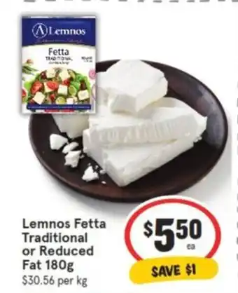 IGA Lemnos Fetta Traditional or Reduced Fat 180g offer