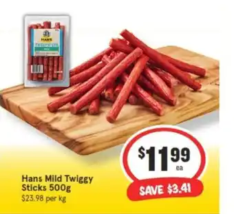IGA Hans Mild Twiggy Sticks 500g offer