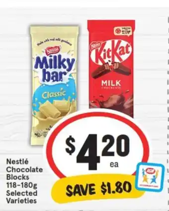 IGA Nestlé Chocolate Blocks 118-180g offer
