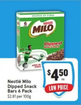 IGA Nestlé Milo Dipped Snack Bars 6 Pack offer