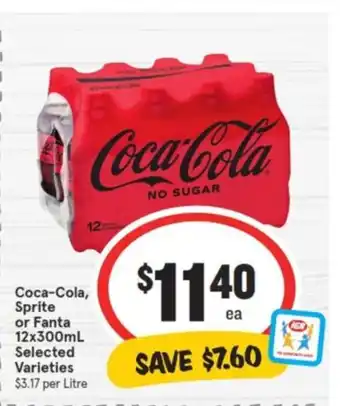 IGA Coca-Cola, Sprite or Fanta 12x300mL offer