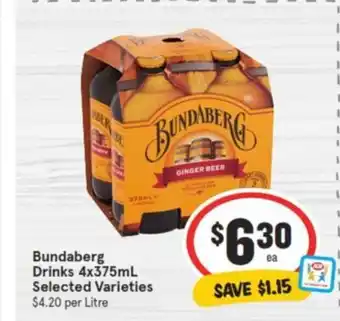 IGA Bundaberg Drinks 4x375mL offer