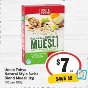 Uncle Tobys Natural Style Swiss Blend Muesli 1kg