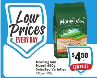 IGA Morning Sun Muesli 650g offer