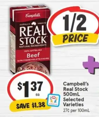 IGA Campbell's Real Stock 500mL offer