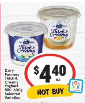 IGA Dairy Farmers Thick & Creamy Yoghurt 550-600g offer