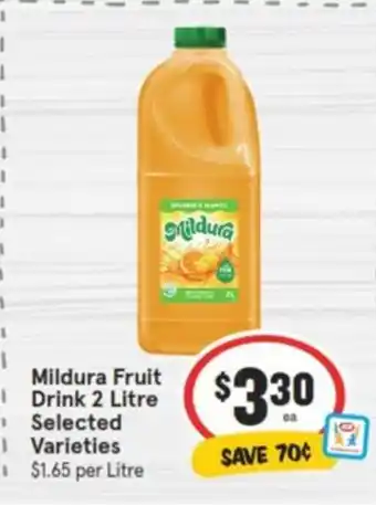 IGA Mildura Fruit Drink 2 Litre offer