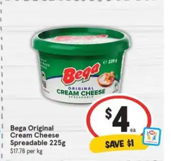 IGA Bega Original Cream Cheese Spreadable 225g offer