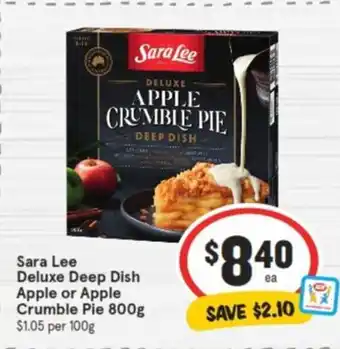 IGA Sara Lee Deluxe Deep Dish Apple or Apple Crumble Pie 800g offer
