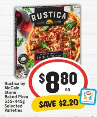 IGA Rustica by McCain Stone Baked Pizza 335-445g offer