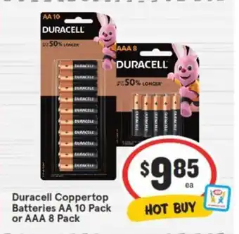 IGA Duracell Coppertop Batteries AA 10 Pack or AAA 8 Pack offer