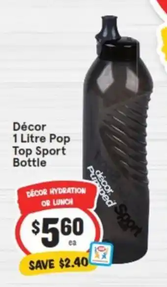 IGA Décor 1 Litre Pop Top Sport Bottle offer