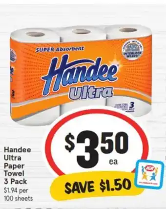 IGA Handee Ultra Paper Towel 3 Pack offer