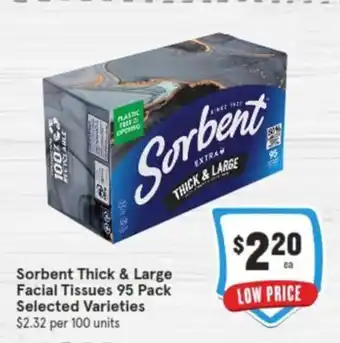 IGA Sorbent Thick & Large Facial Tissues 95 Pack offer