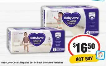 IGA BabyLove Cosifit Nappies 26-44 Pack offer