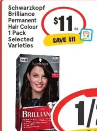 IGA Schwarzkopf Brilliance Permanent Hair Colour 1 Pack offer