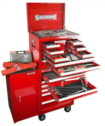 Total Tools Sidchrome 356 piece 10 drawer chest with cabinet met/af tool kit offer