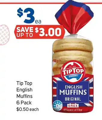 Foodland Tip Top English Muffins 6 Pack offer