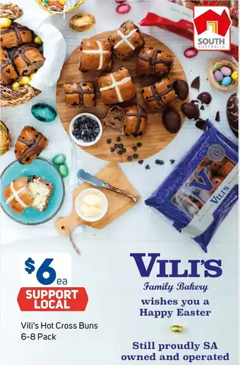 Foodland Vili's Hot Cross Buns 6-8 Pack offer