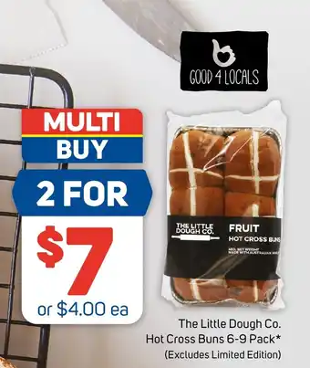 Foodland The Little Dough Co. Hot Cross Buns 6-9 Pack offer