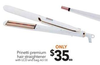 Cheap as Chips Prinetti Premium Hair Straightener with LCD and Bag AG130 offer