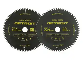 Total Tools Detroit 254mm mitre saw blade twin pack offer