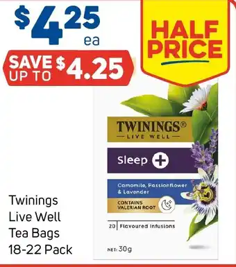 Foodland Twinings Live Well Tea Bags 18-22 Pack offer