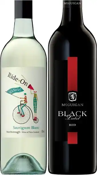 IGA Ride On Sauvignon Blanc or McGuigan Black Label 750mL Varieties offer