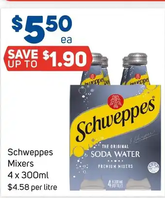 Foodland Schweppes Mixers 4 x 300mL offer