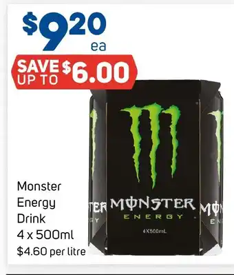 Foodland Monster Energy Drink 4 x 500mL offer