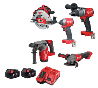 Total Tools Milwaukee 18v fuel 5 piece 2x5.0ah combo kit offer