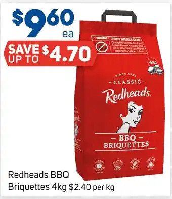 Foodland Redheads BBQ Briquettes 4kg offer