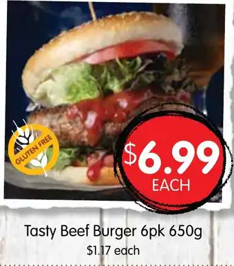 Spudshed Tasty Beef Burger 6pk 650g offer