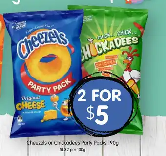 Spudshed Cheezels or Chickadees Party Packs 190g offer