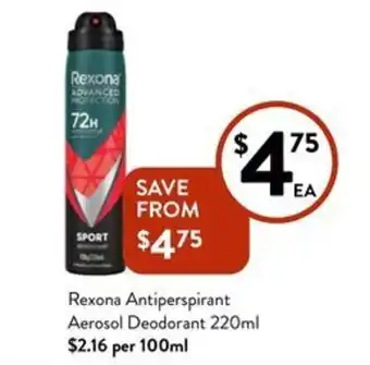 Foodworks Rexona Antiperspirant Aerosol Deodorant 220mL offer