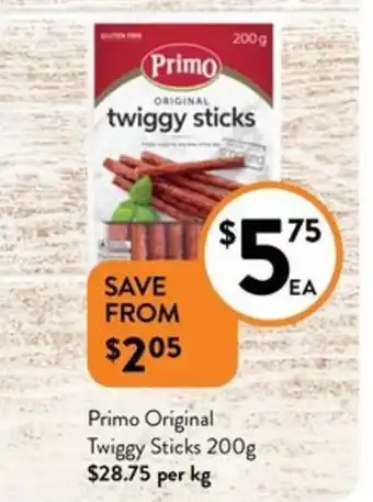 Foodworks Primo Original Twiggy Sticks 200g offer