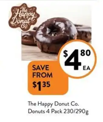 Foodworks The Happy Donut Co. Donuts 4 Pack 230/290g offer