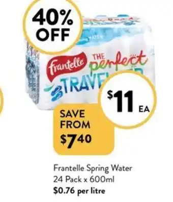 Foodworks Frantelle Spring Water 24 Pack x 600mL offer